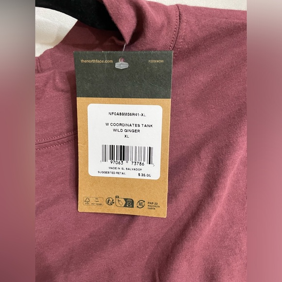 NWT The North Face Coordinates Tank TNF Wild Ginger Sleeve Crop Size XL - Picture 4 of 4